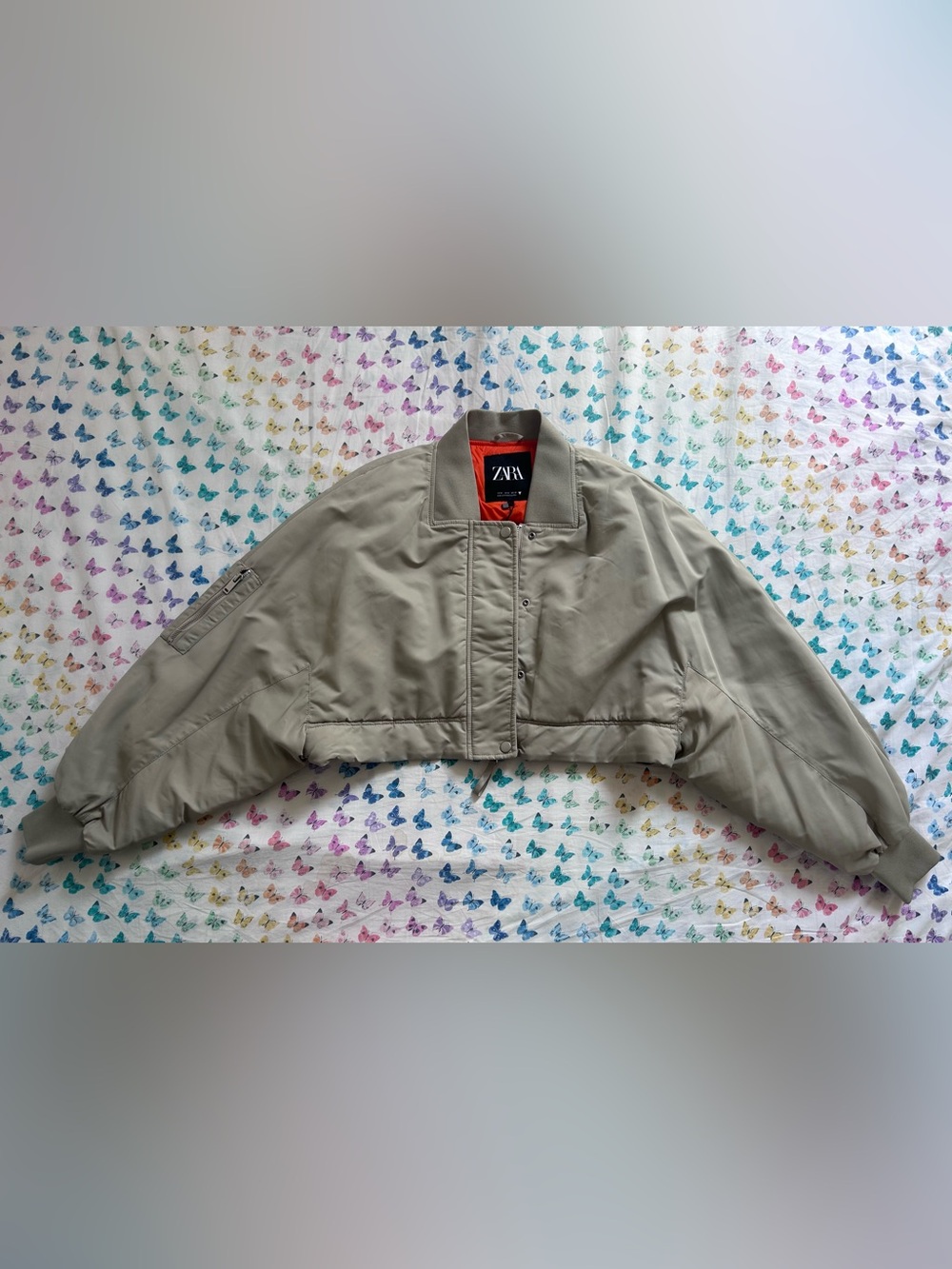 Zara Cropped Bomber Jacket - Grey